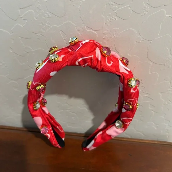 Red Heart-Print Jeweled Knotted Headband - Women Accessories - Picture 7 of 7